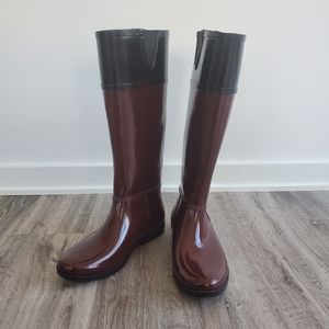 Tall Burgundy Rain Boots - Size 8